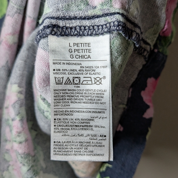 Old Navy Womens Blue Linen Blend Cottagecore Floral Midi Fit & Flare Dress LP - Picture 8 of 9